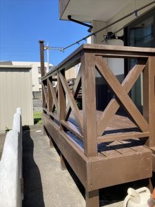 沼津市　ウッドデッキ補修　支柱補修