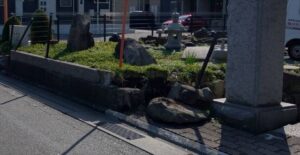 沼津市で崩れてしまった石垣を改修