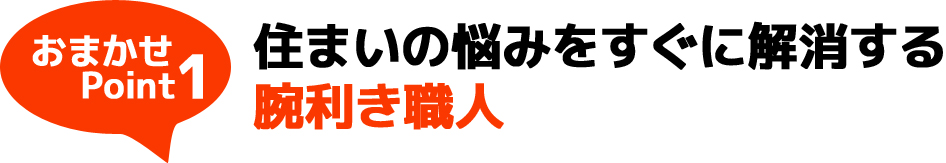 おまかせポイント1：住まいの悩みをすぐに解消する腕利き職人