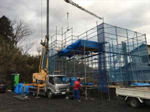 長泉町下長窪マイホーム注文住宅　上棟（じょうとう）建て方です